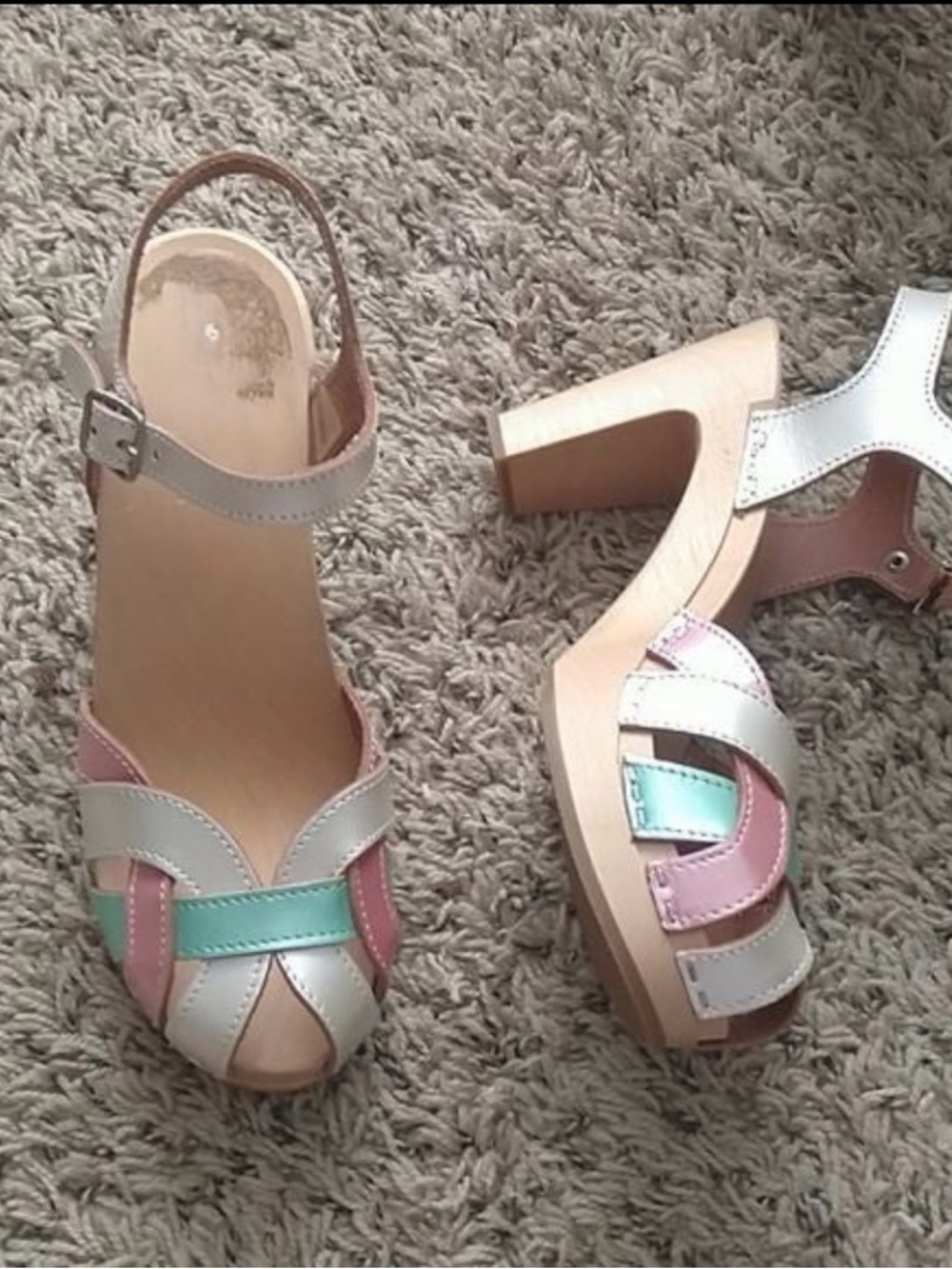 Swedish hasbeens rainbow block heel clog